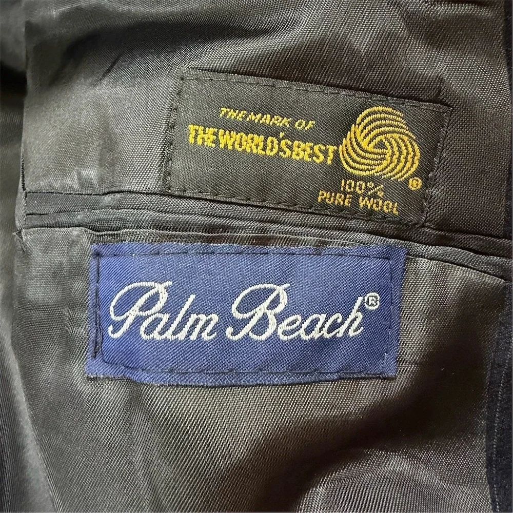 Palm Beach Blazer Mens 42REG 36W Blue Pinstripe 2-Button Notch Lapel Fully Lined